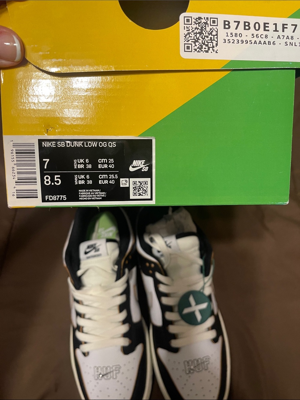 New Nike Mens, SB Dunk low HUF San Francisco, Keith Forever, size 7, White/Black - Picture 5 of 9